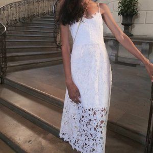 Express white maxi dress lace overlay